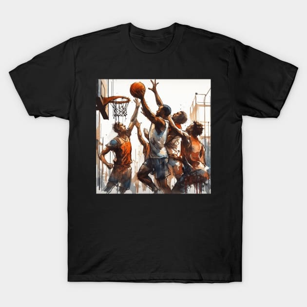 Artistic illustration of men playing basketball T-Shirt by WelshDesigns